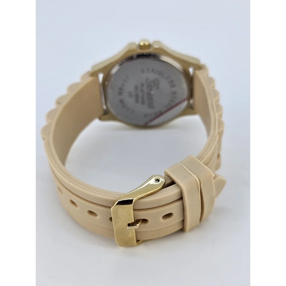 38MM‎ Easy Read Women's Watch Cream Dial Cream Plastic Bands NEW Battery